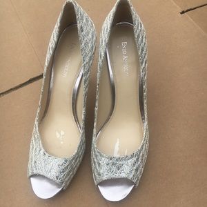 Fancy Silver Peep-Toe Pumps